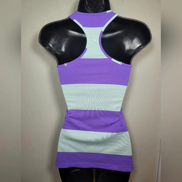 Lululemon Cool Racerback Bold Stripe Power Purple sz 2 - Picture 2 of 6